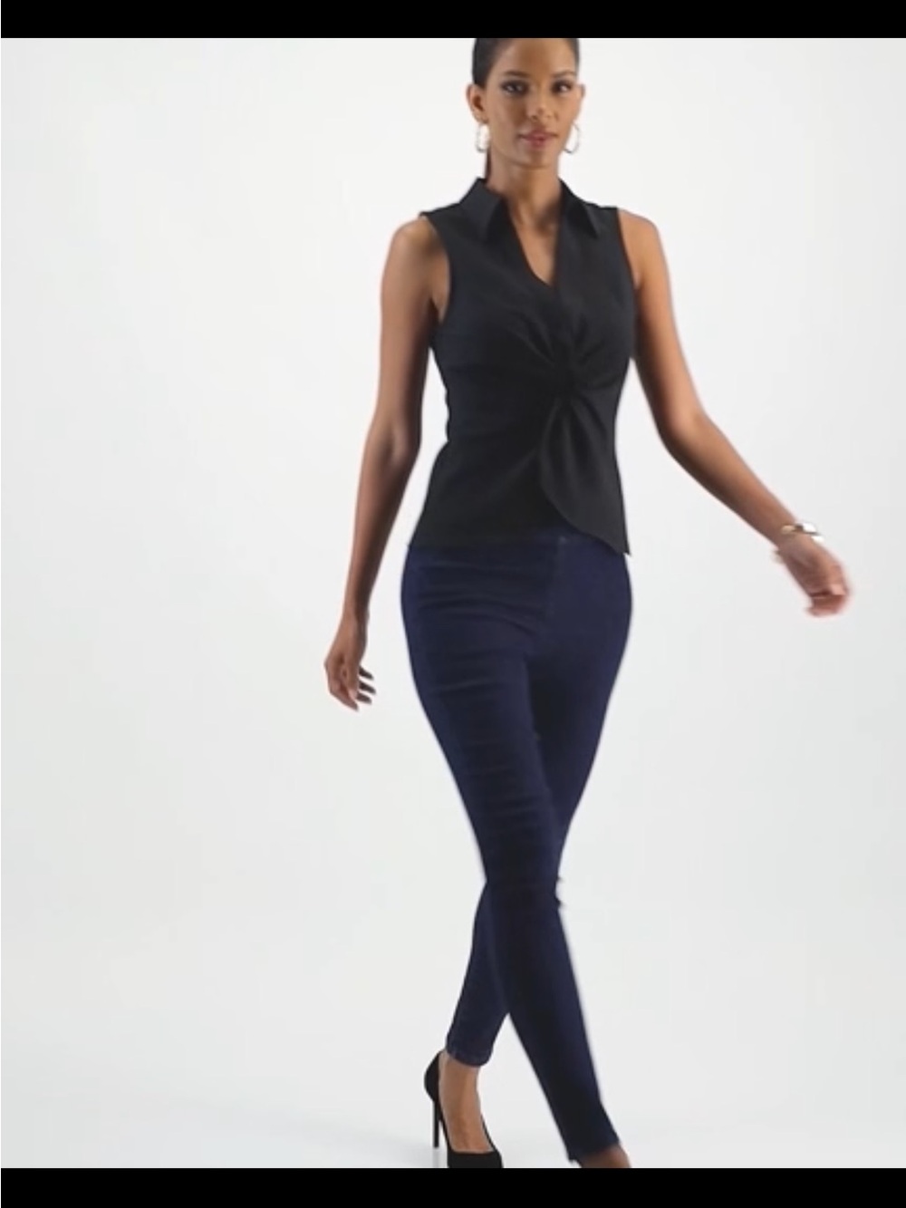 INC International Concepts Black Sleeveless Twist-Front Blouse